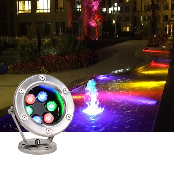 Đèn led âm nước 6w đổi màu dạng đế HLUW1-6w RGB sử dụng chiếu sáng đài phun nước