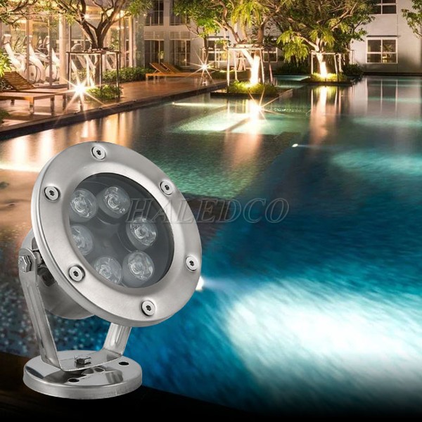 Đèn led âm nước HLUW1-6 ứng dụng trang trí, chiếu sáng đài phun nước