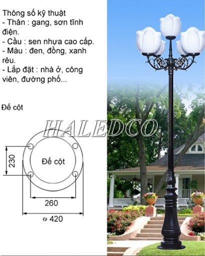 Ứng dụng của cột đèn sân vườn HLV06-CH02-4-4LT