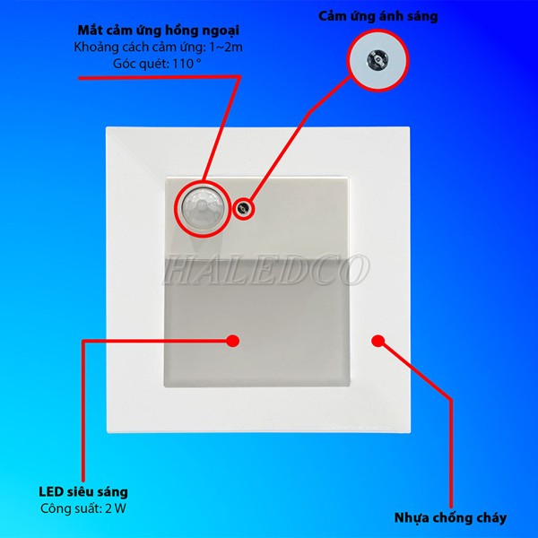 Cấu tạo của đèn âm bậc thang cảm ứng HLST16M-2